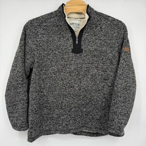 Orvis Men's Brighton Quarter Zip Black/White Sweater‎ XXL